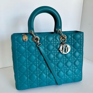 CHRISTIAN DIOR Lambskin Cannage Large Lady Dior